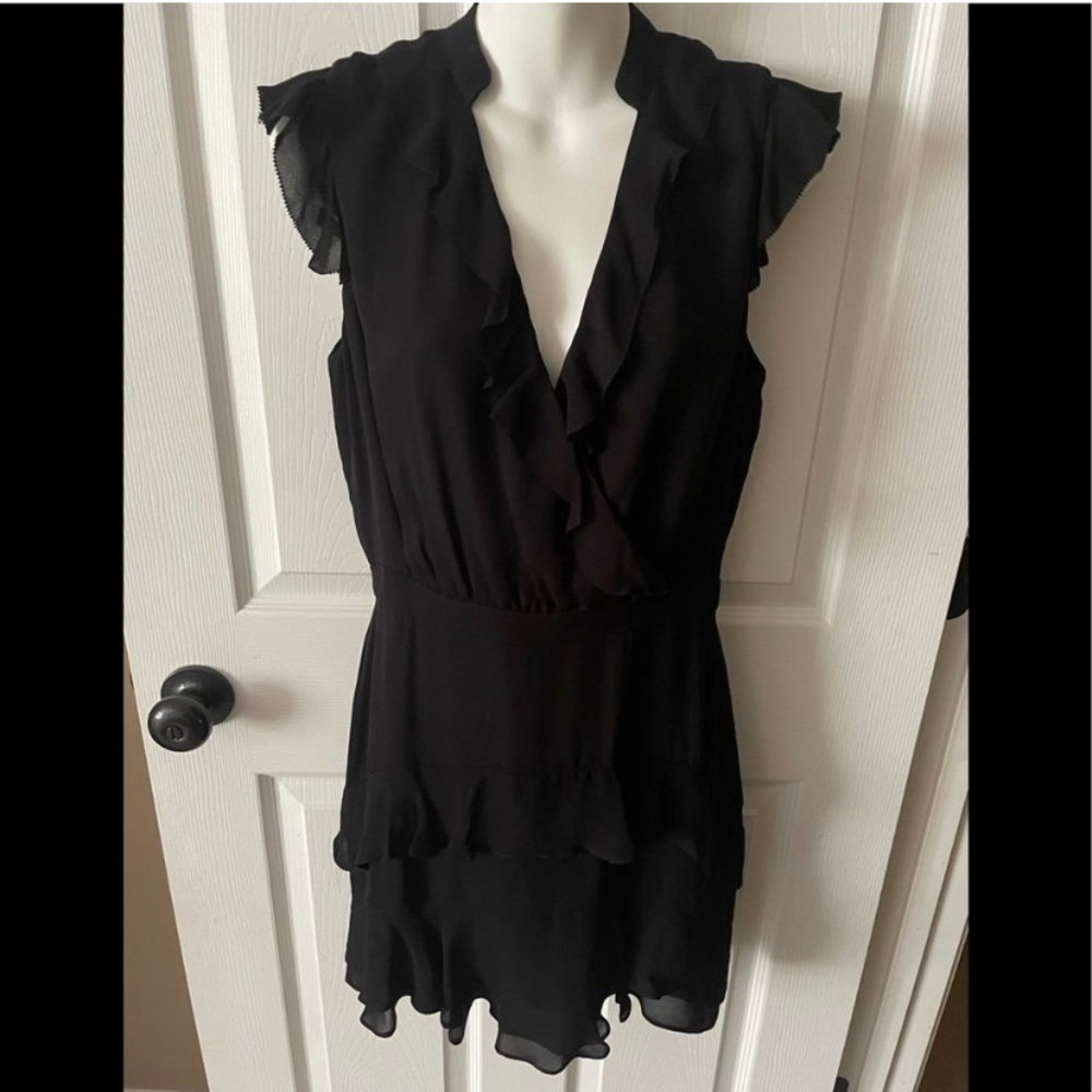 Black Parker tangia flutter sleeve cocktail dress
